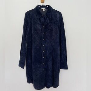 Vintage Coldwater Creek Navy Blue Suede Leather Shirt Jacket Women’s Medium
